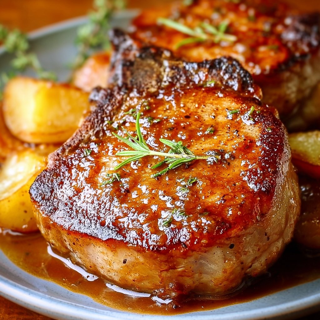 Juicy Apple Butter Pork Chops - Alright with Me