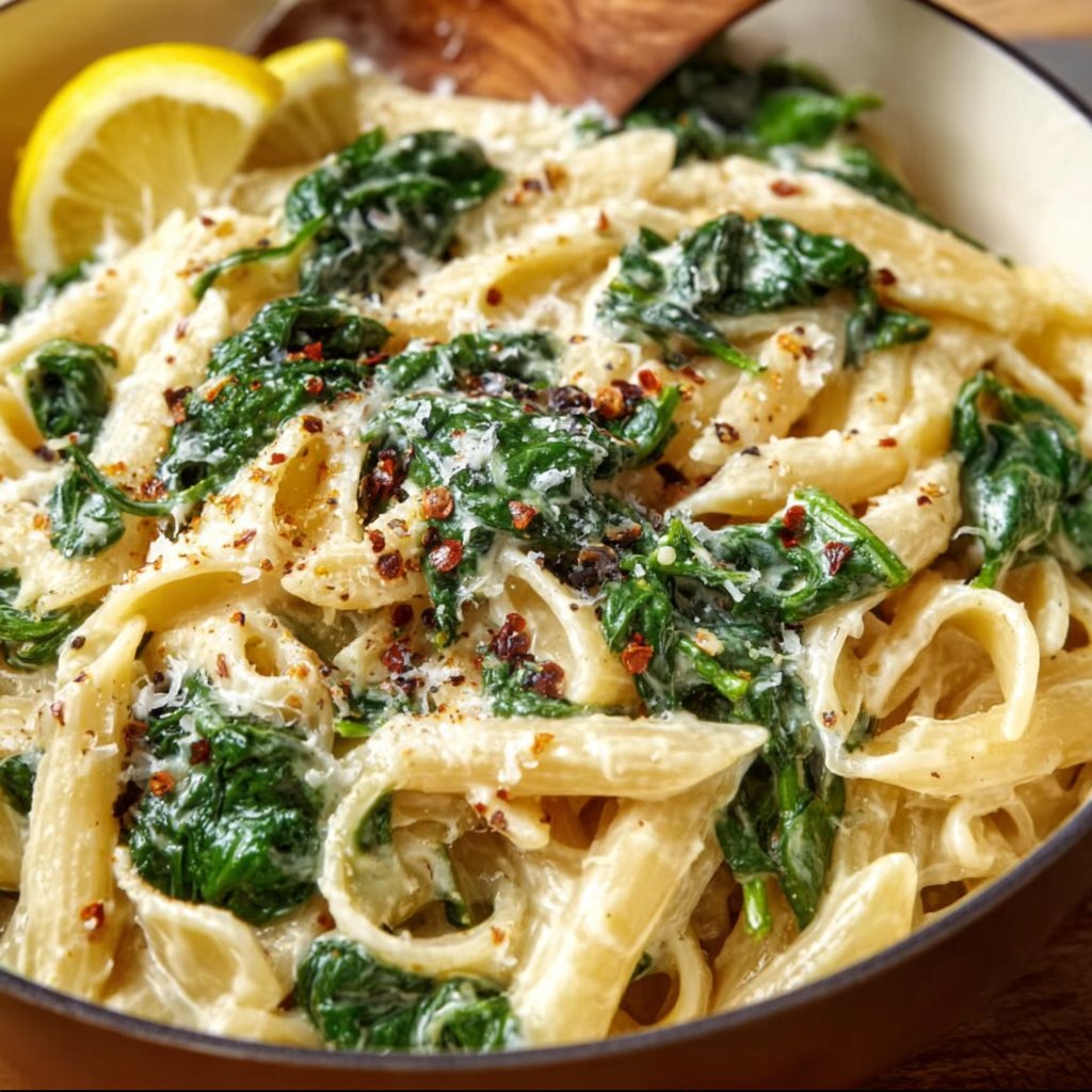 One Pot Lemon Spinach Pasta