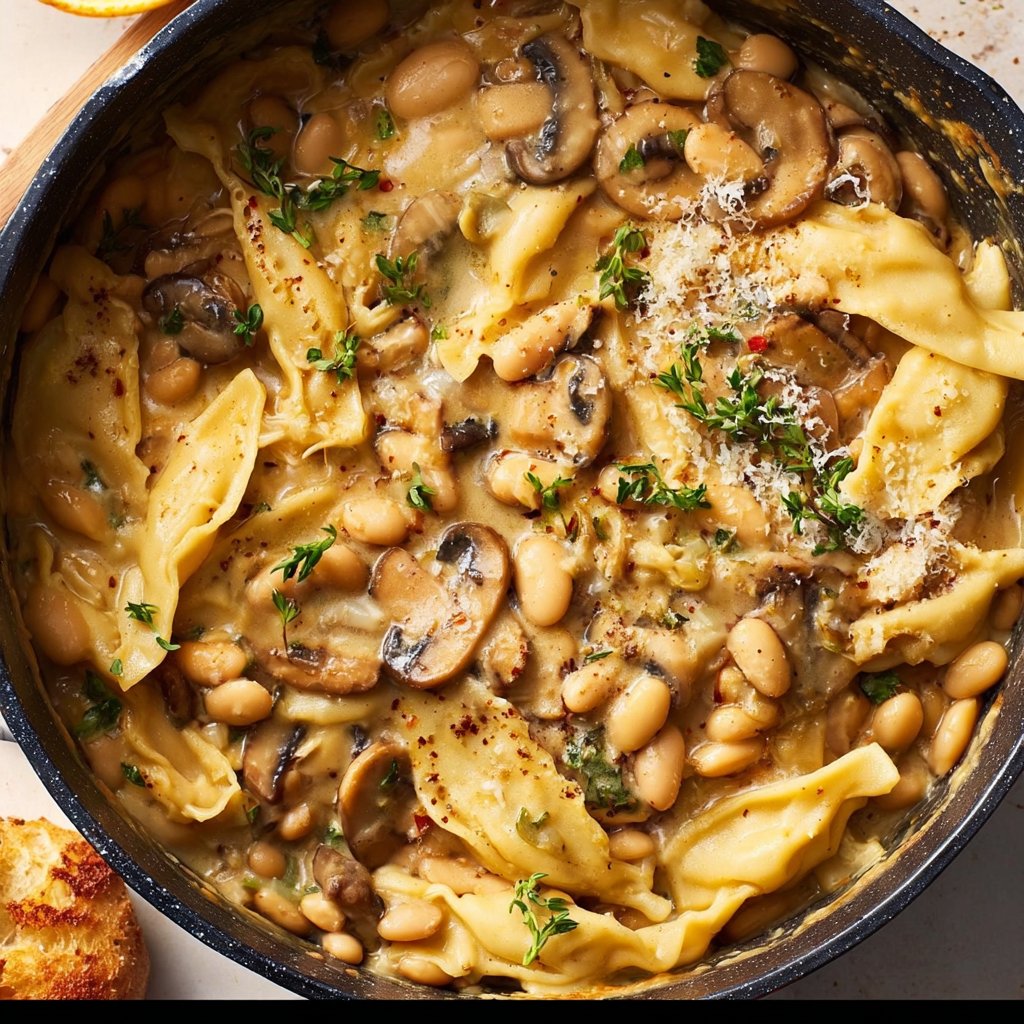 One-Pot Mushroom and White Bean Pasta