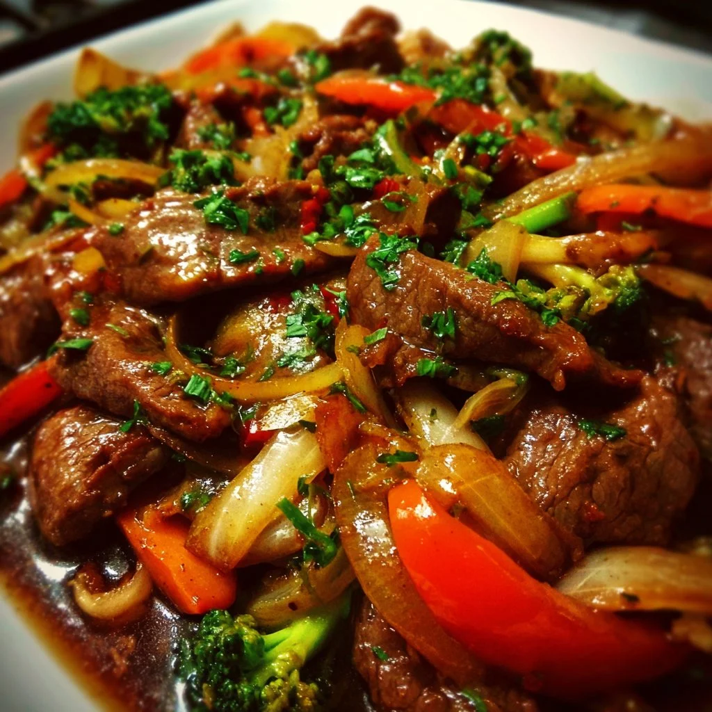 Delicious beef stir fry with colorful vegetables served in a bowl