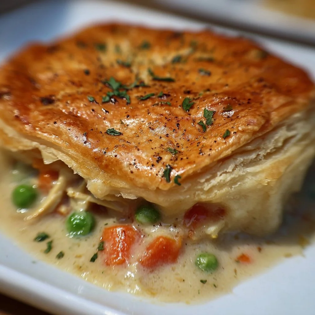 Delicious homemade Chicken Pot Pie with golden crust and savory filling