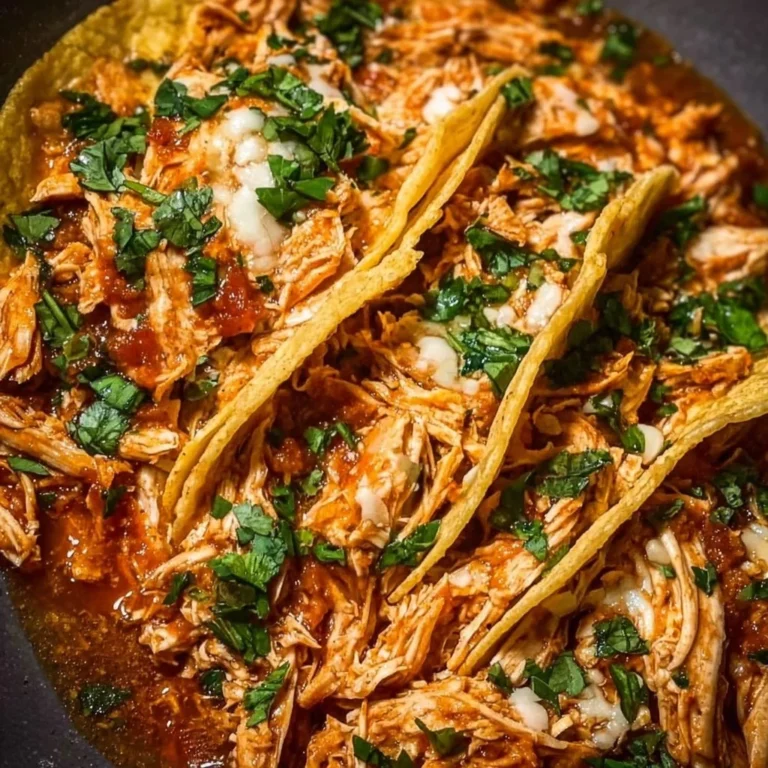 Delicious easy Crockpot Chicken Tacos prepared in a slow cooker
