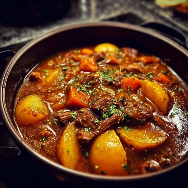 Bowl of Irish lamb stew with potatoes and vegetables