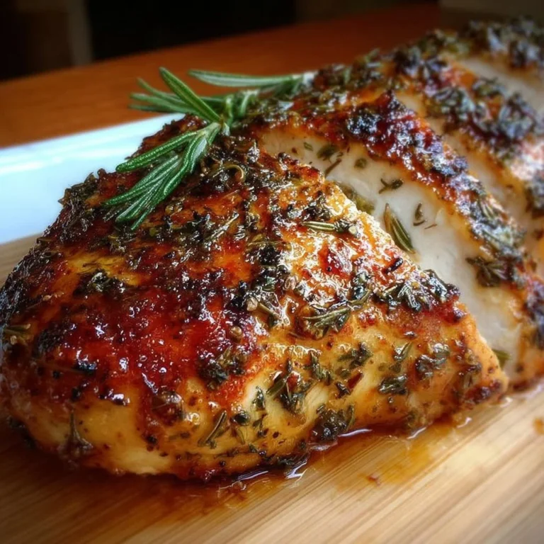 Juicy garlic herb roast turkey breast prepared with fresh herbs and garlic