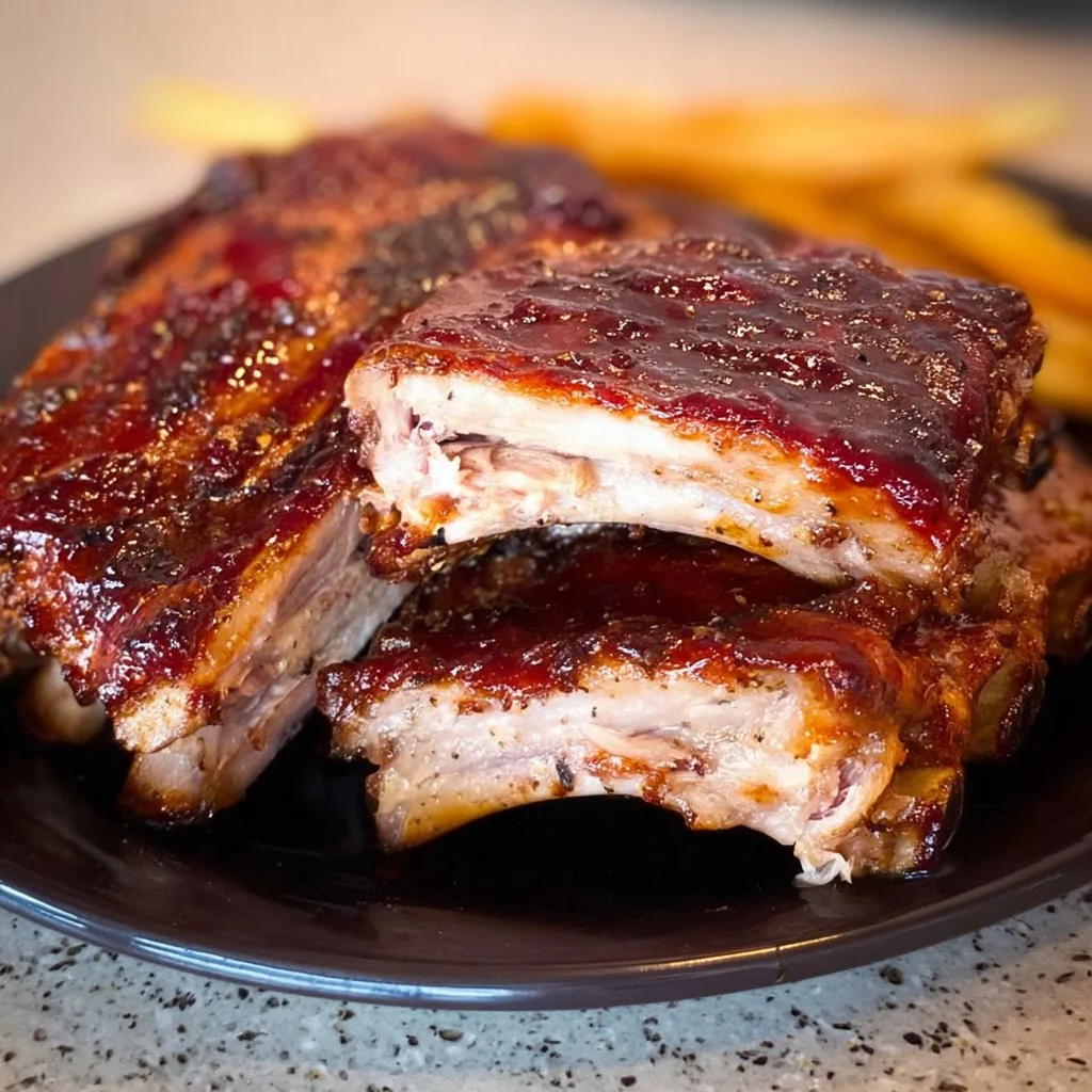 Slow Cooker Baby Back Ribs cooked to perfection with rich BBQ sauce