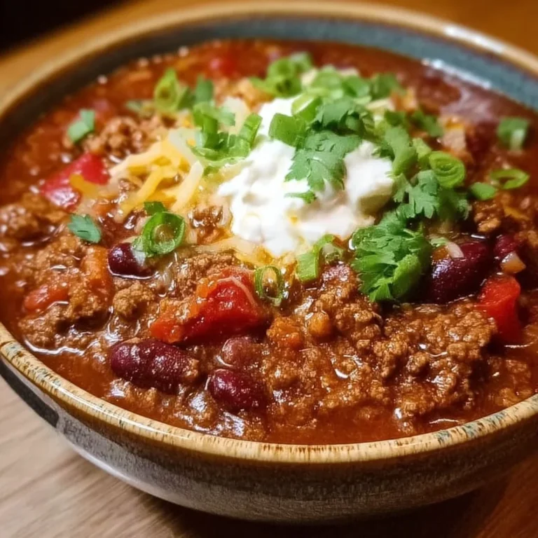 A bowl of The Pioneer Woman's hearty chili, garnished with fresh herbs.